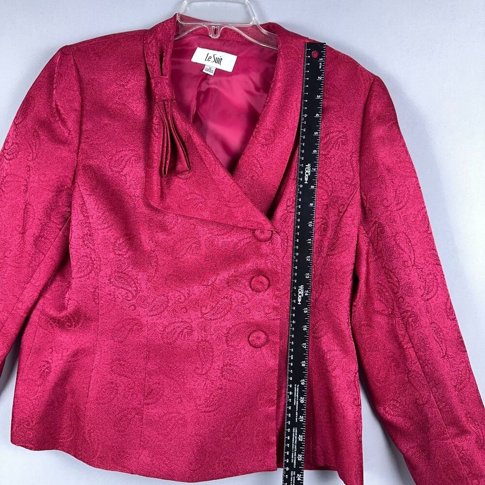 Le Suit Satin Blazer Jacket Womens Size 16 Paisley Cocktail Church Pink - Picture 8 of 11